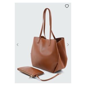 Large Faux Leather Tote Bag with Pouch